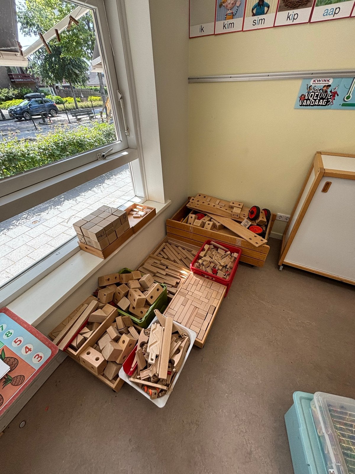 Grote partij houten bouwblokken en constructiemateriaal, Ophalen, Gebruikt, Overige merken