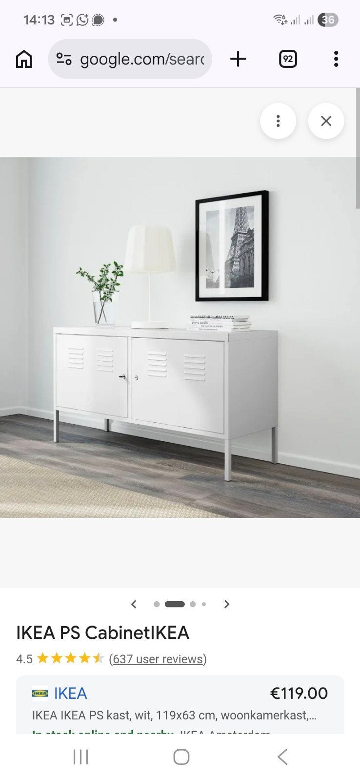IKEA locker Kast Wit - Stijlvolle Opbergkast, Ophalen, 100 tot 150 cm, Modern, Industrieel, Minder dan 100 cm