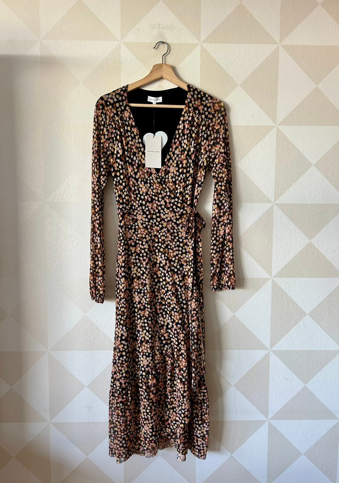 Fabienne Chapot Natasja Dress jurk bruin bloem S/36 NIEUW, Bruin, Nieuw, Ophalen of Verzenden, Maat 36 (S)