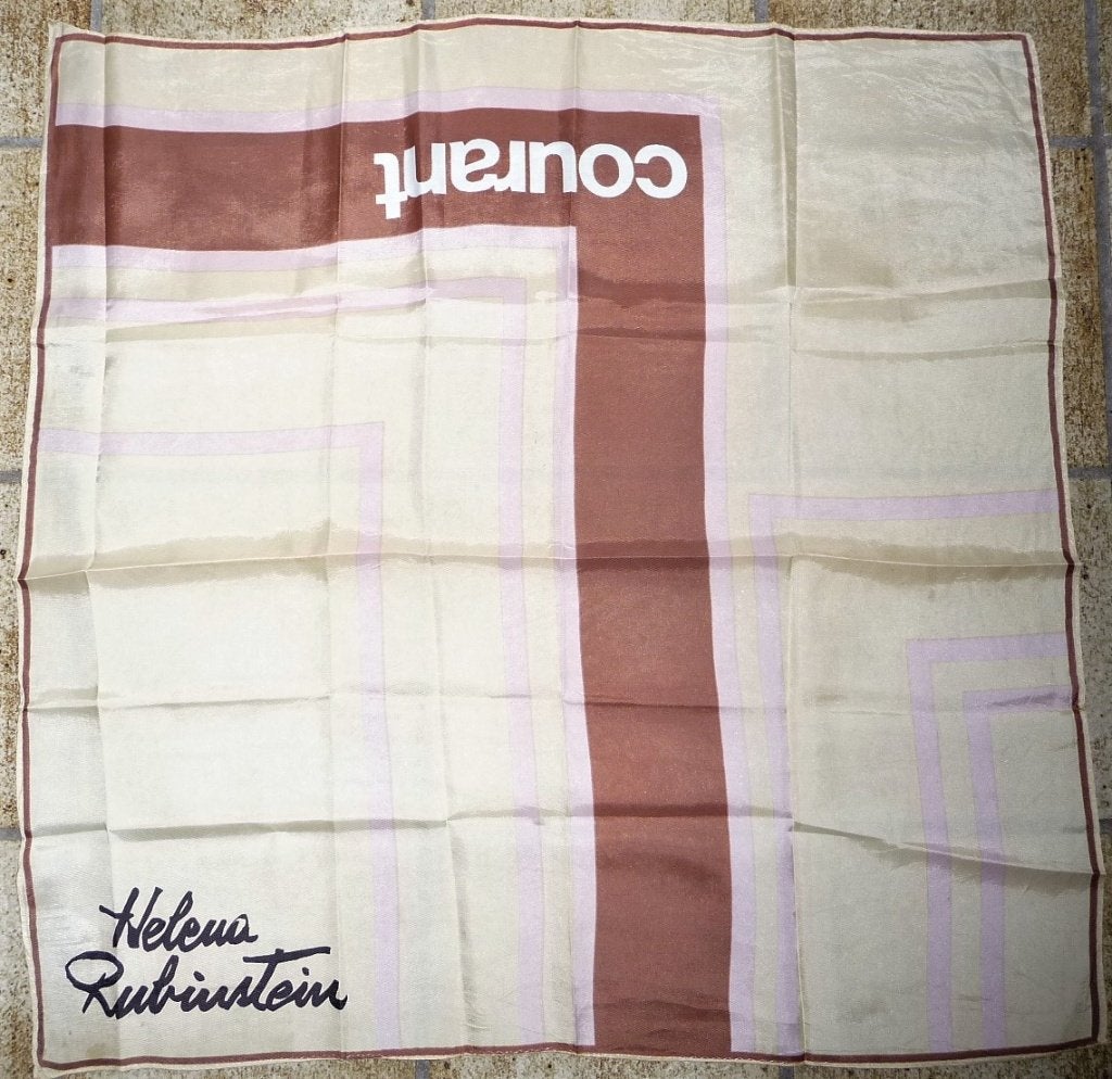 HELENA RUBINSTEIN SJAAL COURANT 67 X 67 CM ZIJDE VINTAGE 70, Verzenden, Maat 46/48 (XL) of groter, Zo goed als nieuw, HELENE RUBINSTEIN