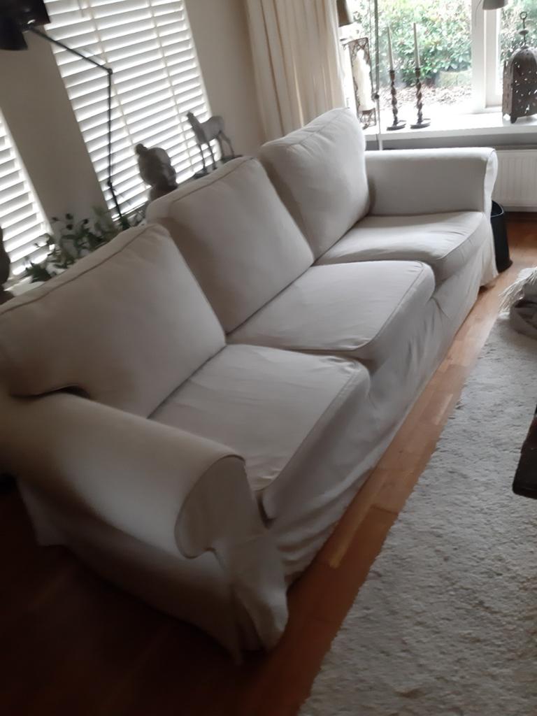 IKEA Ektorp Bank Beige - Prima Staat, Driepersoons, 75 tot 100 cm, Ophalen of Verzenden, Zo goed als nieuw