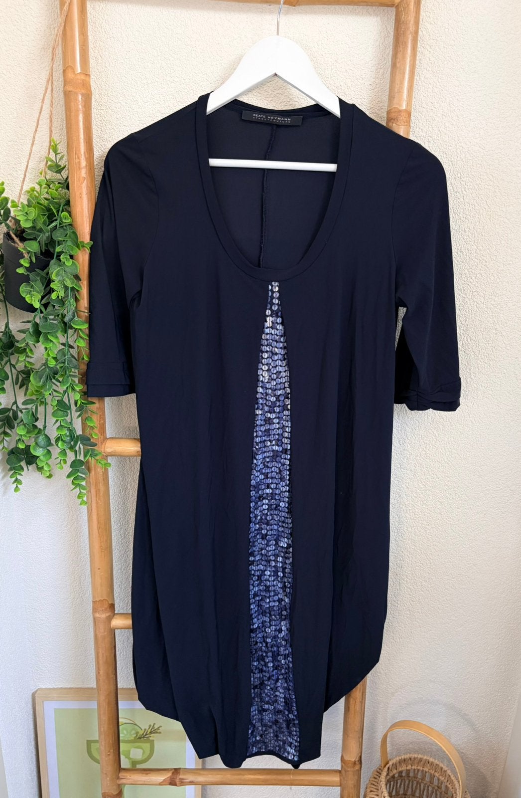 Beate Heymann travelstof jurkje maat 40, Kleding | Dames, Maat 38/40 (M), Blauw, Ophalen of Verzenden, Zo goed als nieuw