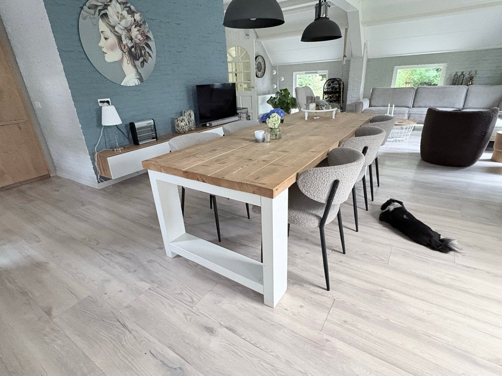 Robuuste eettafel 100x250cm - Landelijke stijl, Ophalen, Gebruikt, 100 tot 150 cm, 200 cm of meer