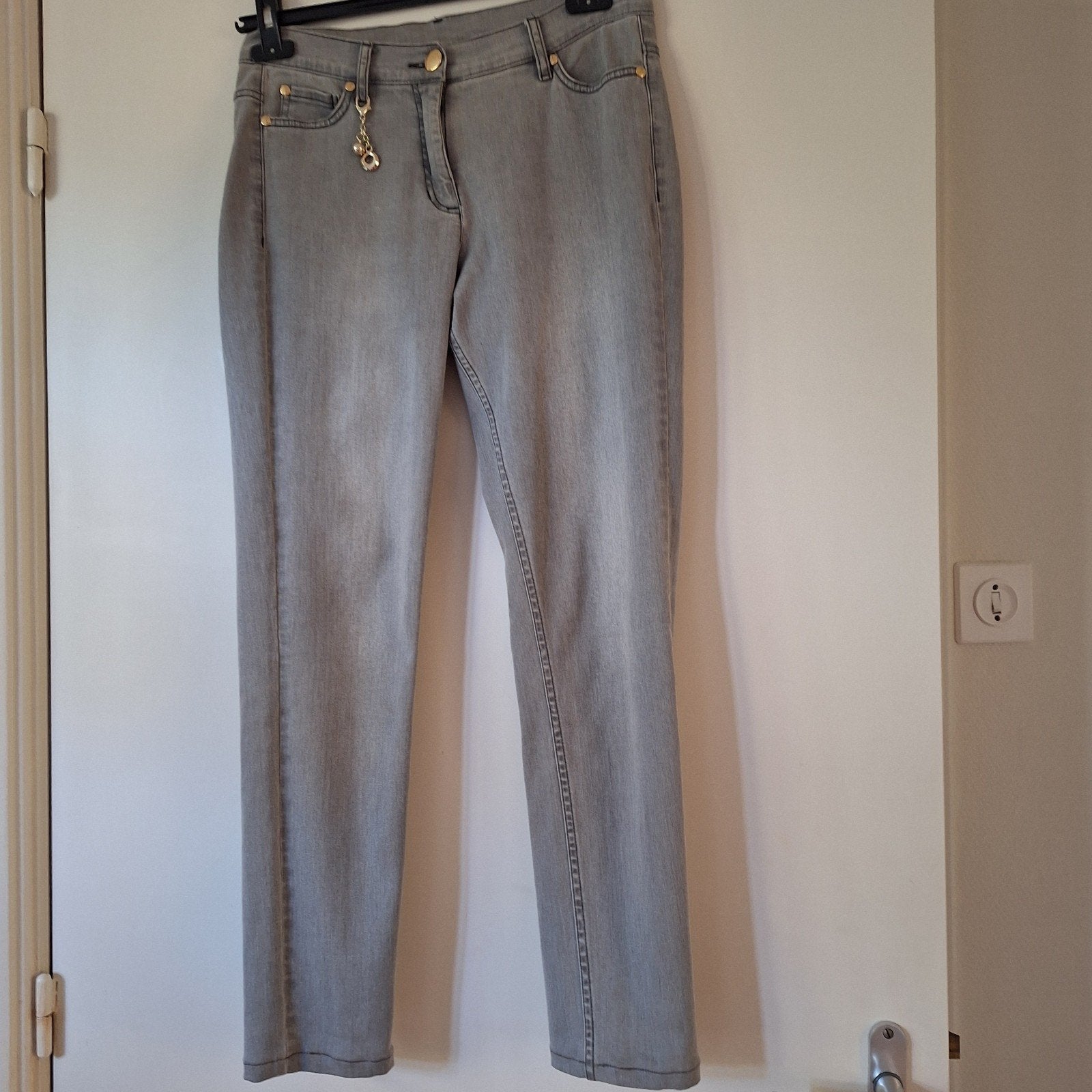 Caroline Biss skinny Jeans grijs mt 38, Ophalen of Verzenden, Zo goed als nieuw, W30 - W32 (confectie 38/40), Grijs