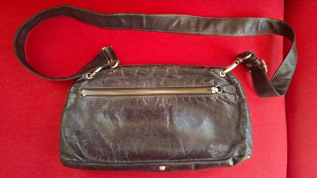 Vintage Icci zwarte craquelé leren dames schoudertas, Sieraden, Tassen en Uiterlijk, Tassen | Damestassen, Ophalen of Verzenden