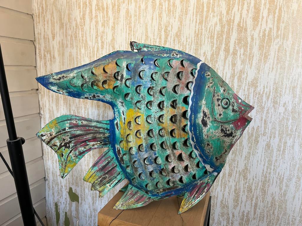Decoratieve metalen vis, kleurrijk en uniek, Ophalen, Gebruikt, Meerkleurig, Overige stijlen
