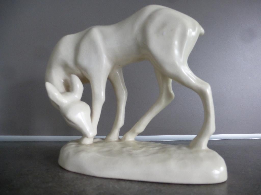 Etha Lempke Gouds plateel plazuid hert ree plastiek X7, Antiek en Kunst, Antiek | Keramiek en Aardewerk, Ophalen of Verzenden
