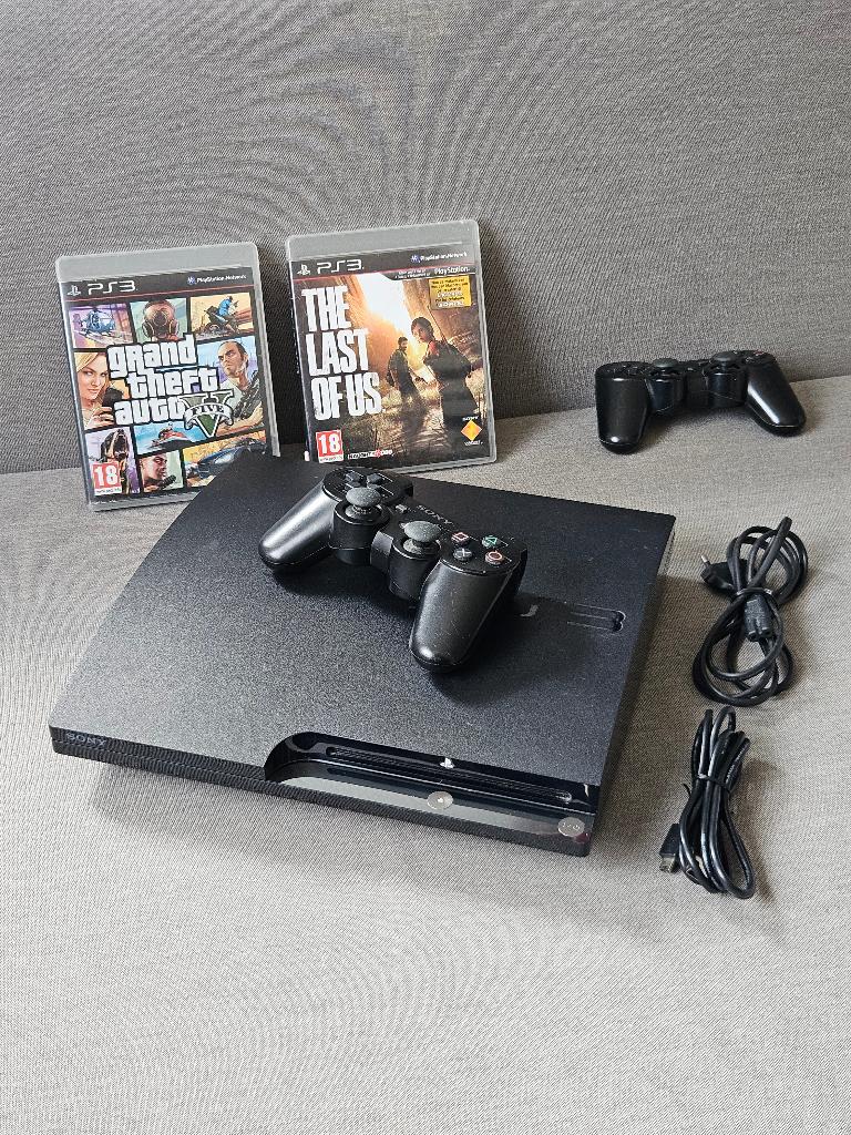 Playstation 3 met controller 320GB + Last of Us + GTA 5, Ophalen, 320 GB, Met 1 controller, Slim