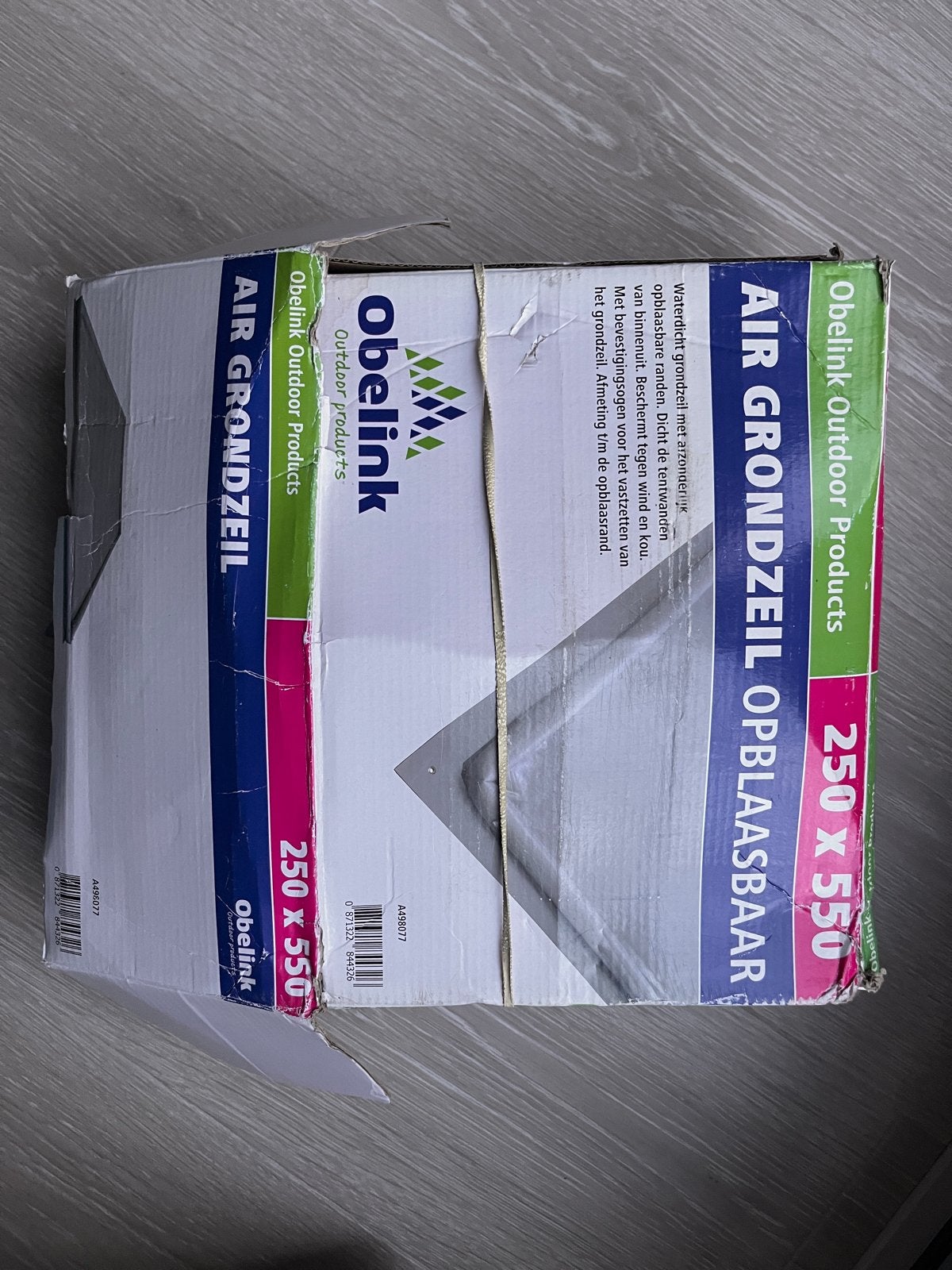 Obelink grondzeil met opblaasrand grijs 250x550, Ophalen of Verzenden, Zo goed als nieuw
