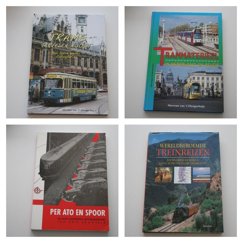 4 boeken over trams, treinen, spoorwegen en bussen, Ophalen of Verzenden, Gelezen, Tram