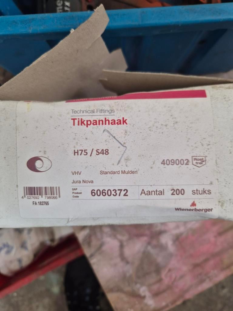 10 dozen Wienerberger Tikpanhaken H75/S48 (200 stuks), Ophalen, Overige kleuren, Overige typen, Nieuw