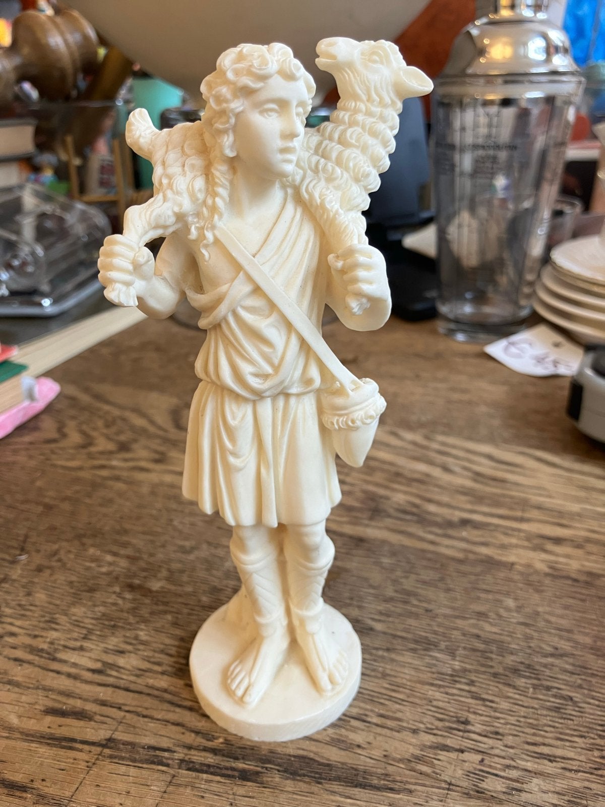 Vintage beeldje van de Goede Herder met lam, Ophalen of Verzenden