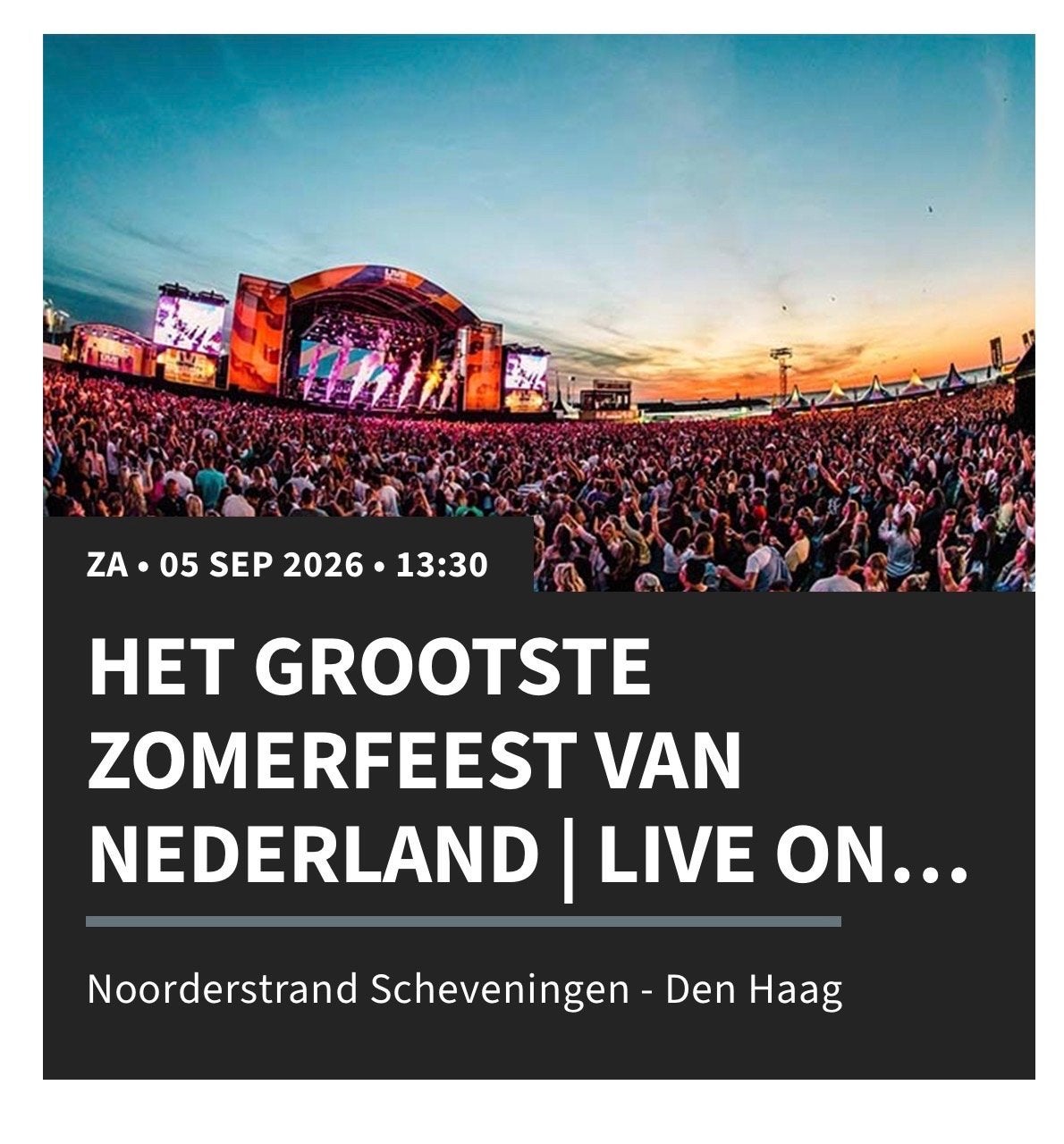 3 tickets live on the beach 8 september scheveningen, Tickets en Kaartjes, Twee personen