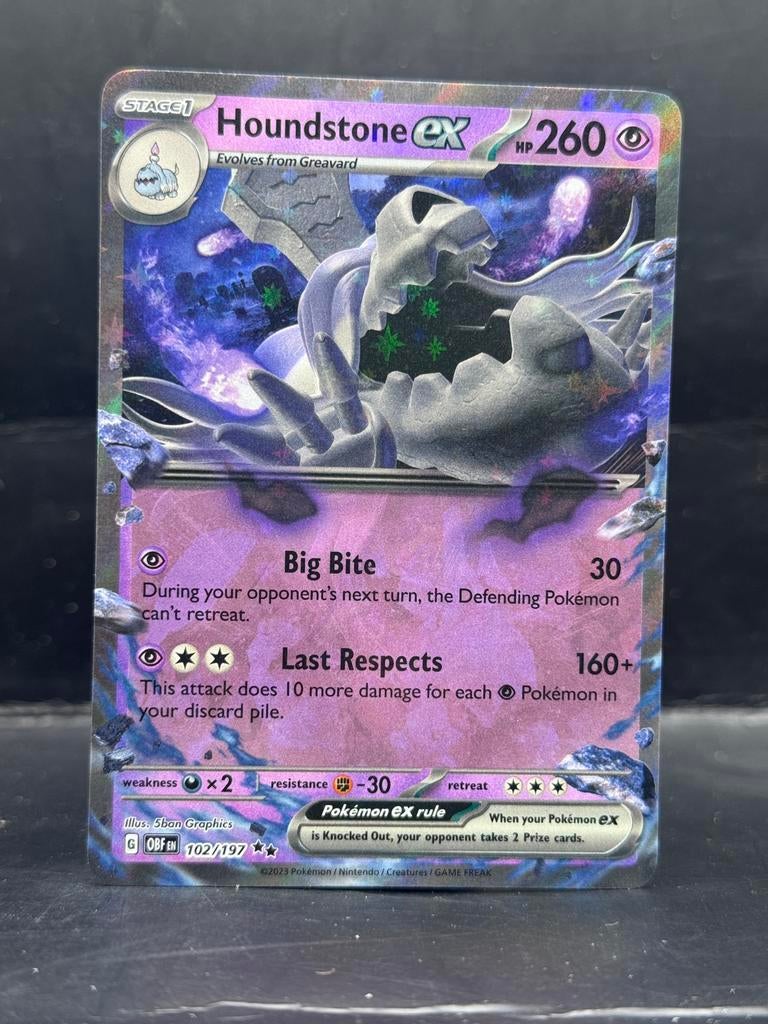 Pokemon Obsidian Flames - Houndstone ex 102/197, Ophalen of Verzenden, Zo goed als nieuw