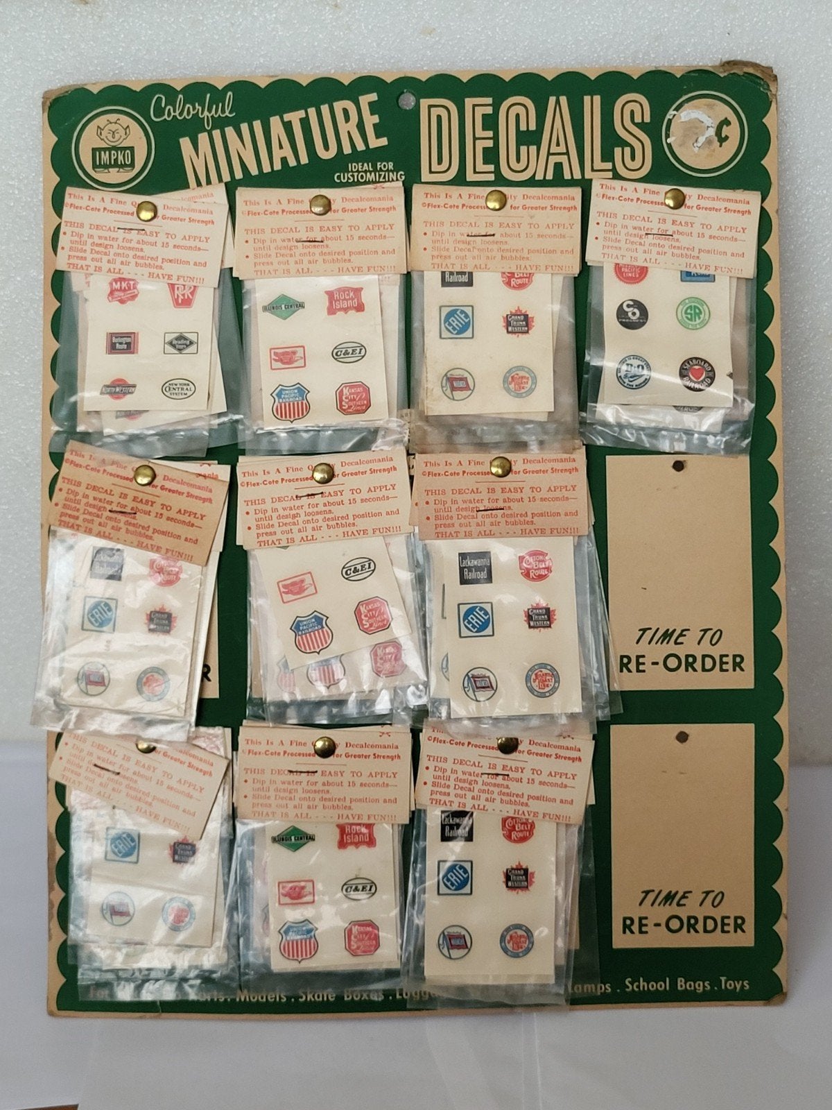 Vintage IMPKO Miniatuur Decals Winkel Display kaart., Ophalen of Verzenden, Zo goed als nieuw