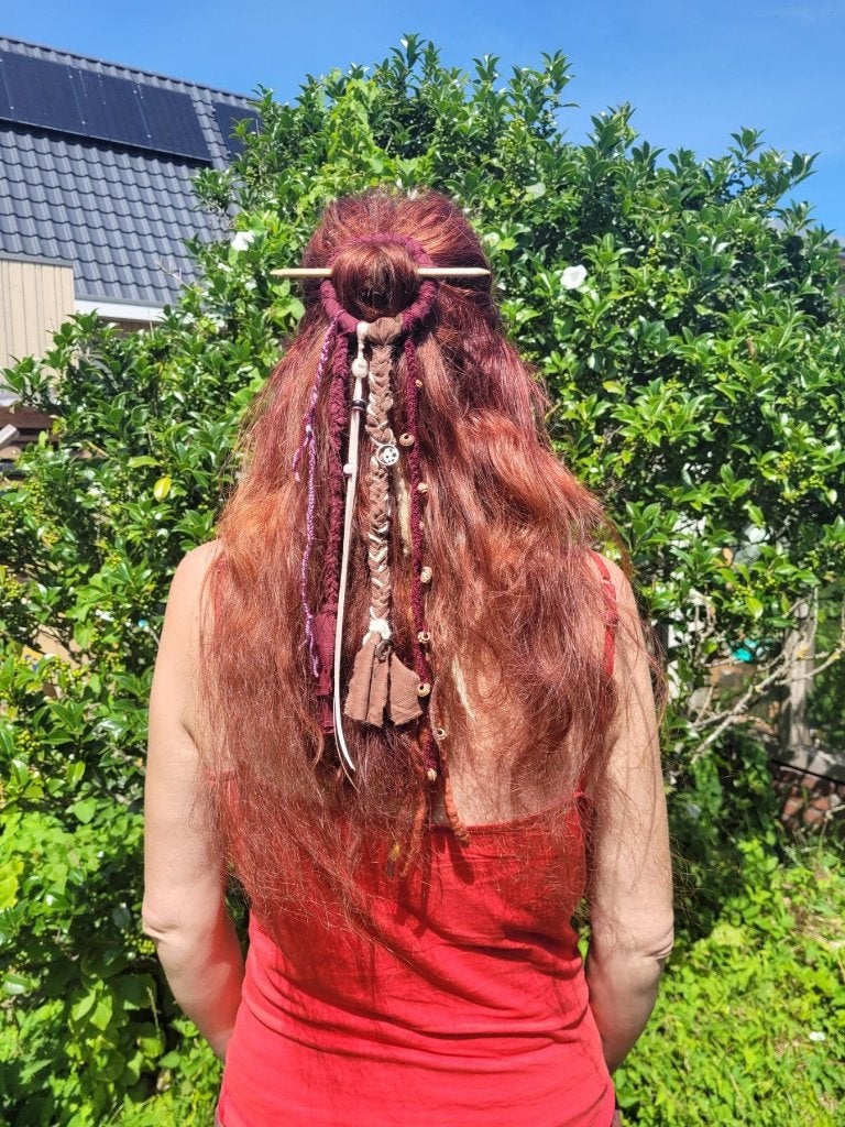 Prachtige wijnrode dreadring / haarspeld / haarversiering, Haarspeld, ., Nieuw, Ophalen of Verzenden