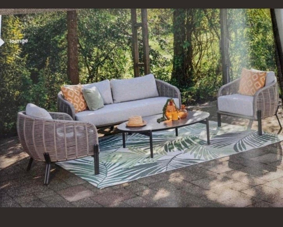 LUXE 4 DELIGE GARDEN IMPRESSIONS LOUNGESET ROPE TAUPE, Ophalen, Nieuw