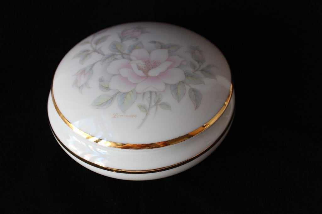 Vintage Limoges porseleinen grote deksel doos, Ophalen of Verzenden