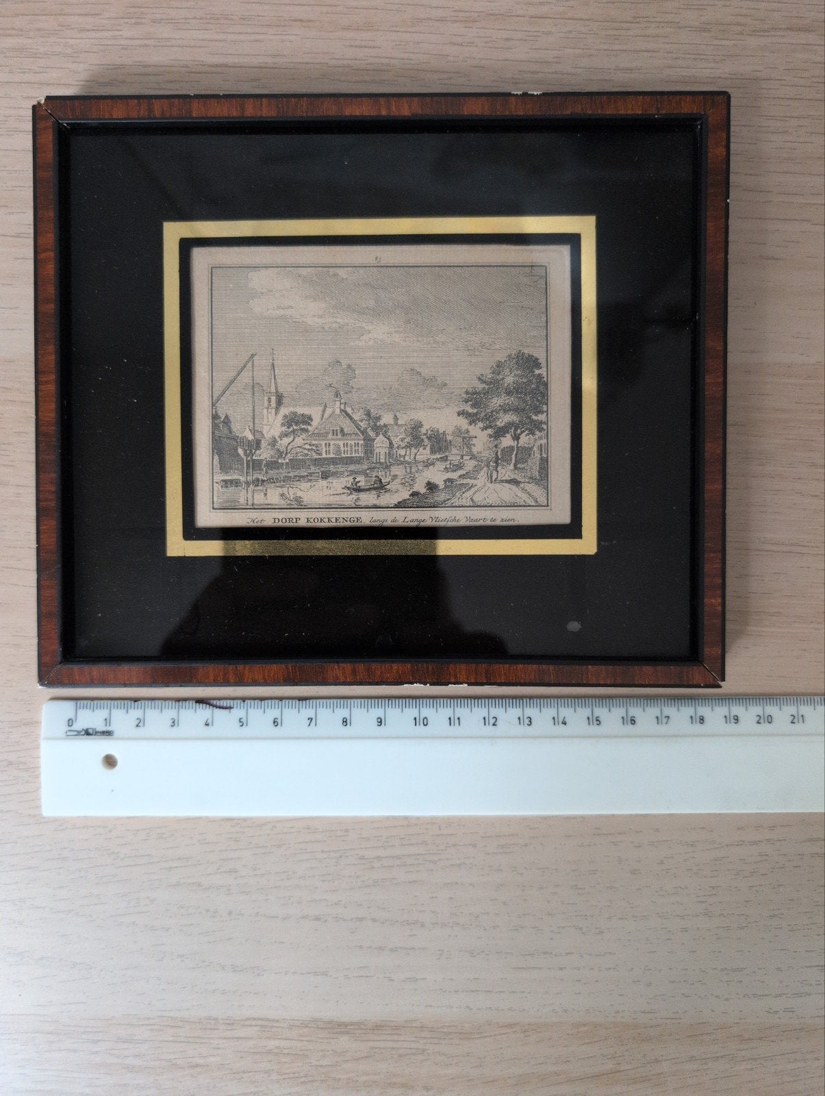 Ets 'Het Dorp Kokkenge'., Ingelijst, Ets, Stadsgezicht, Ophalen of Verzenden