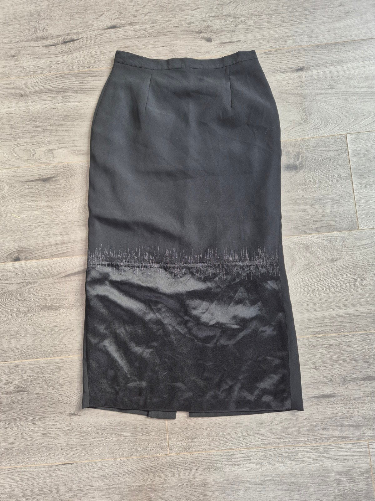 R. Domene Zwarte Elegante Maxi Rok 42, Zwart, Ophalen of Verzenden, Zo goed als nieuw, Onder de knie