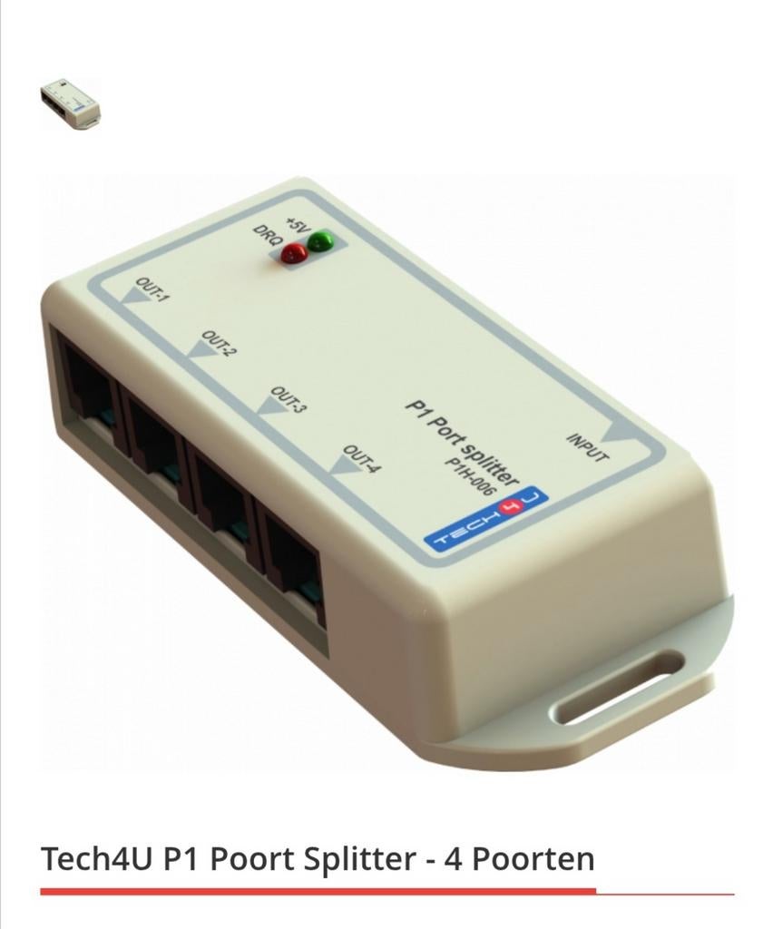 Tech4U P1 Poort Splitter - 4 Poorten met RJ45 kabel, Computers en Software, Ophalen of Verzenden, Zo goed als nieuw
