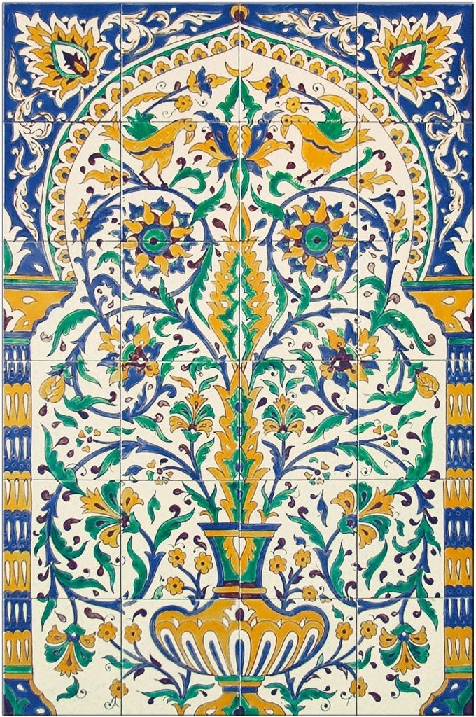 Tegeltableaux handbeschilderd, mediterraans, 60 cm of meer, Nieuw, Ophalen of Verzenden, Minder dan 5 m²