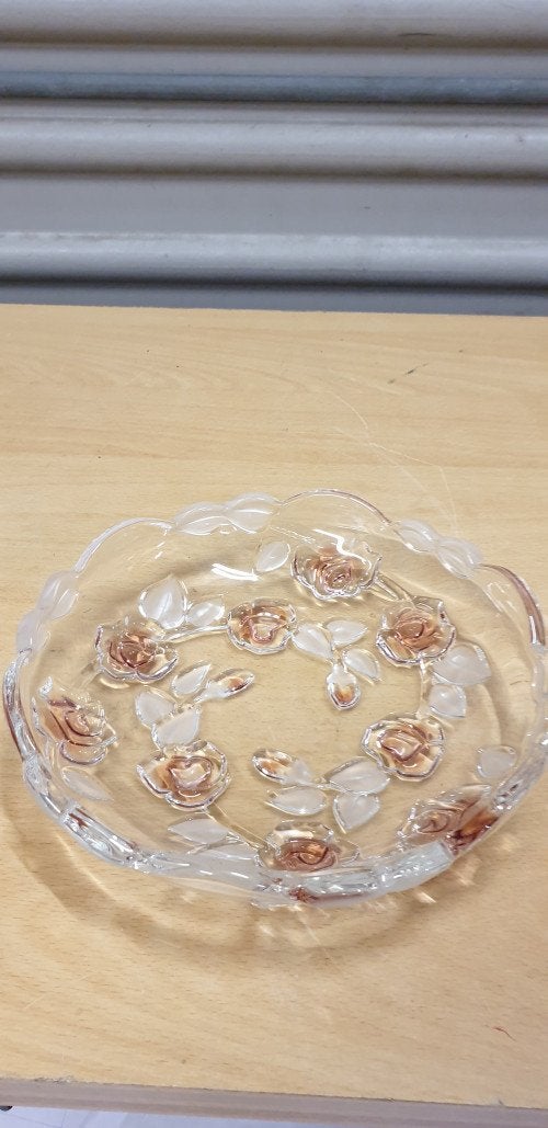 bonbon schaaltje van glas met rozen, Ophalen of Verzenden, 'T Olde Gre-j, Info@toldegrej.nl, Endepoelstraat 20f Didam