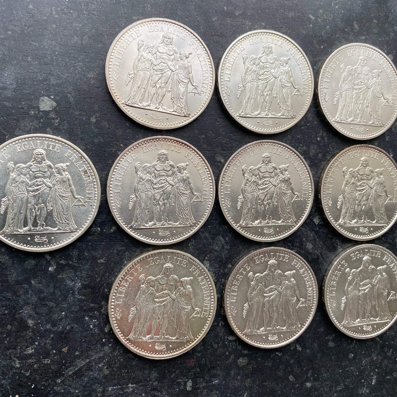 10x Frankrijk zilveren 10 franc Herculus munten, Ophalen of Verzenden, Zilver