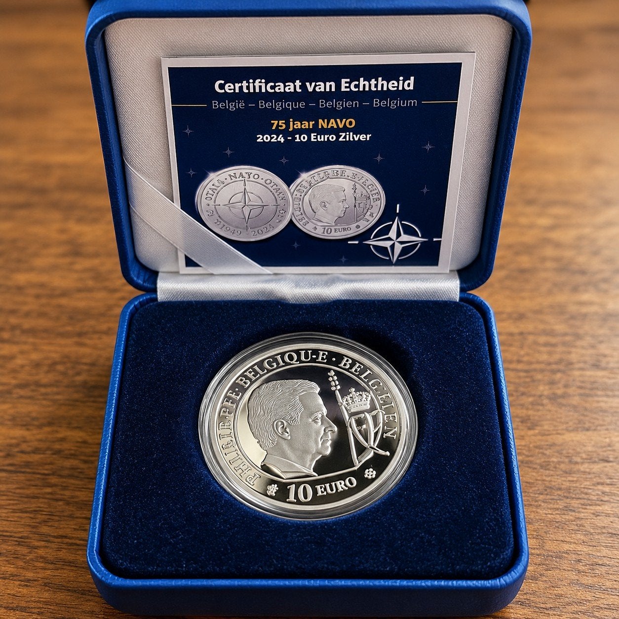 België 10 Euro 2024 – 75 Jaar NAVO – Zilver Proof, Postzegels en Munten, Ophalen of Verzenden, Euro's, Zilver