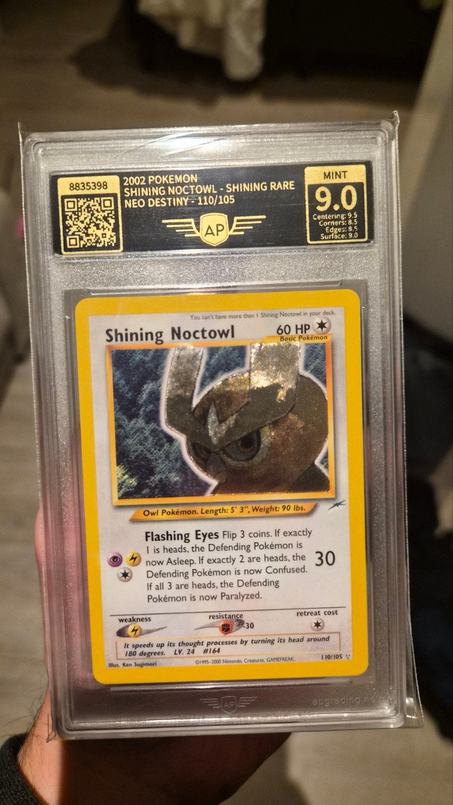 Pokémon Shining Noctowl 110/105 – Neo Destiny – AP Grading 9, Ophalen of Verzenden