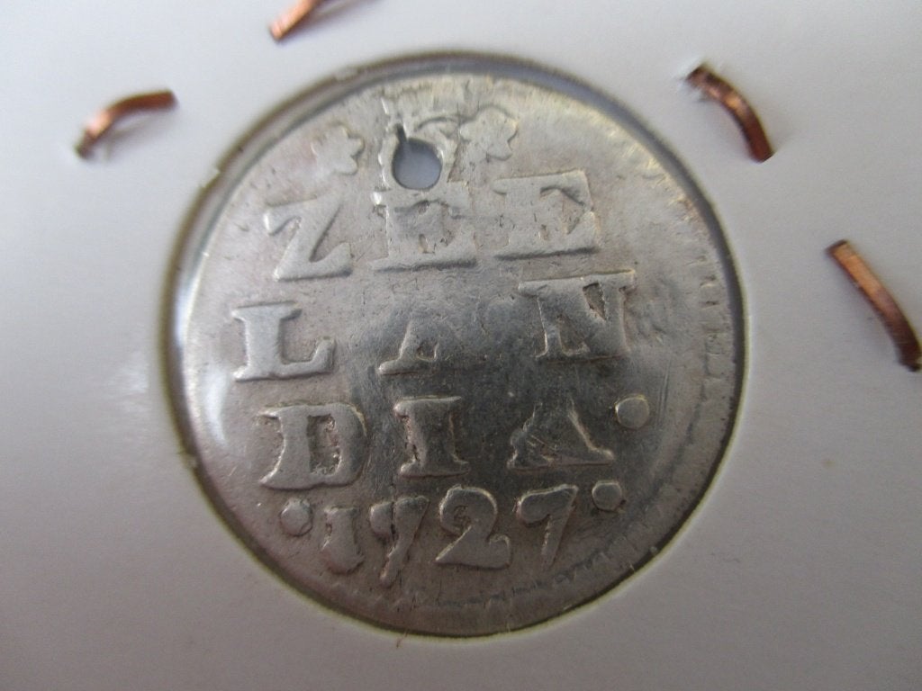 Dubbele wapenstuiver Zeelandia 1727, Postzegels en Munten, Vóór koninkrijk, Zilver, Losse munt, Overige waardes