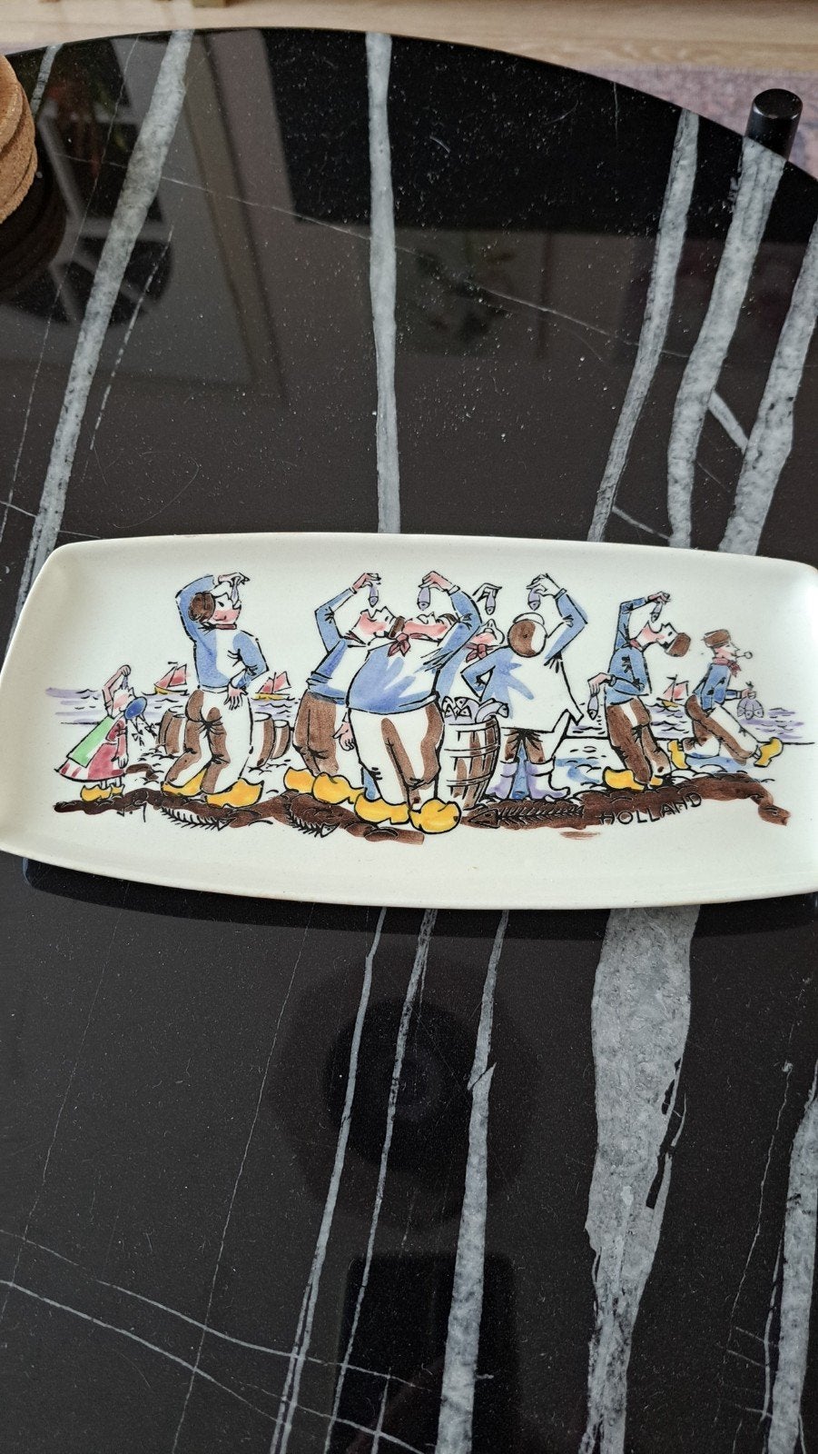 Vintage Hollandse Haring Schotel - Handgeschilderd, Ophalen of Verzenden