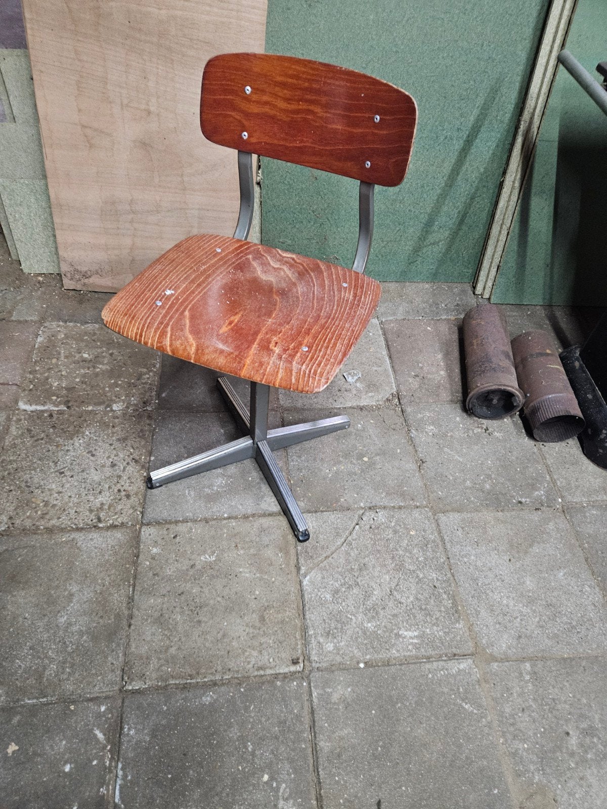 Vintage houten kinder bureaustoel - Gebruikt, Ophalen, Gebruikt, Bruin, Vintage, Retro