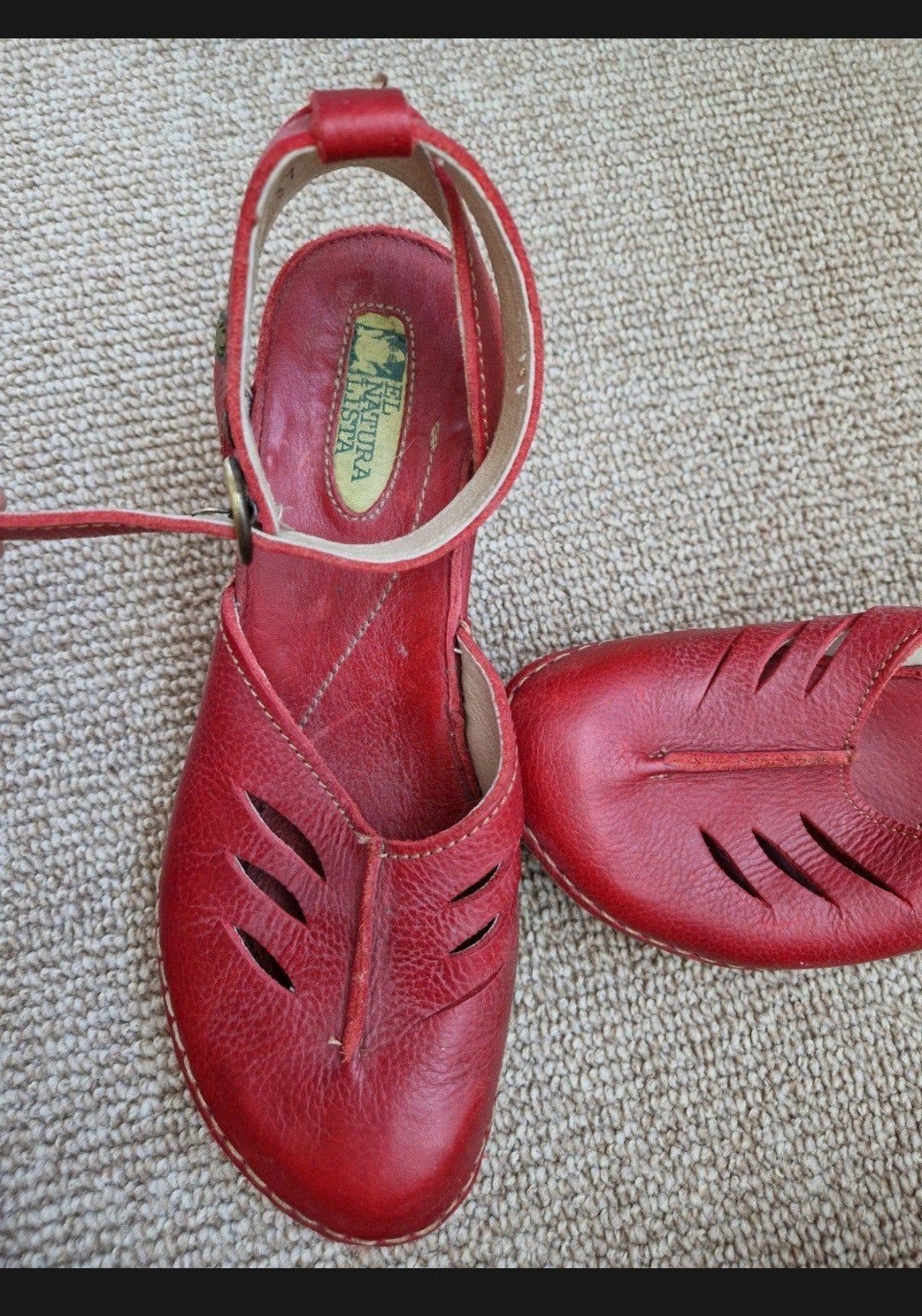 El Naturalista sandalen met sleehak in kurk/ mt 37, Zo goed als nieuw, Rood, Sandalen of Muiltjes, El Naturalista
