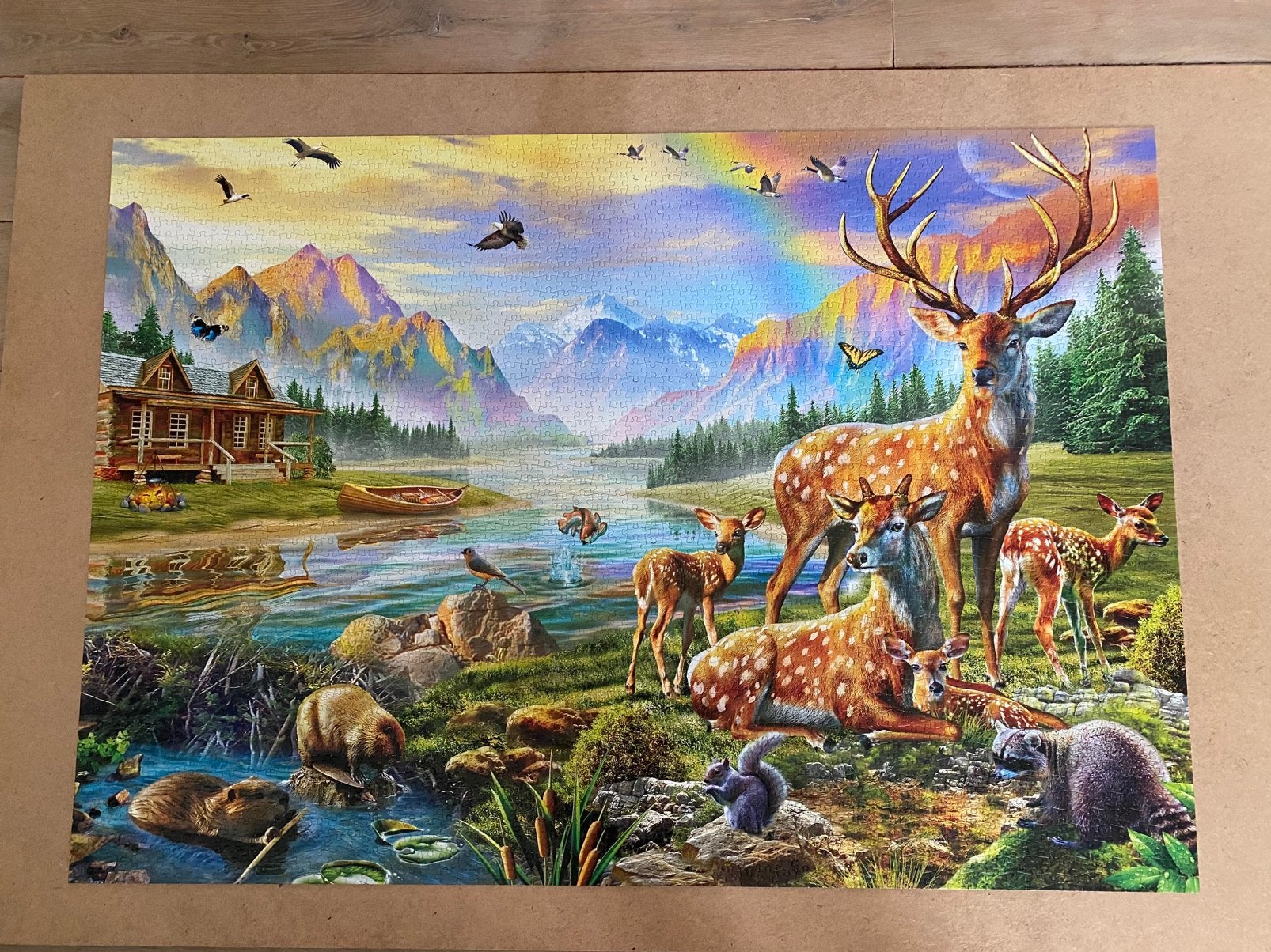 puzzel Deer Family of hert hertenfamilie 3000 stukjes, Hobby en Vrije tijd, Denksport en Puzzels, Ophalen, Meer dan 1500 stukjes