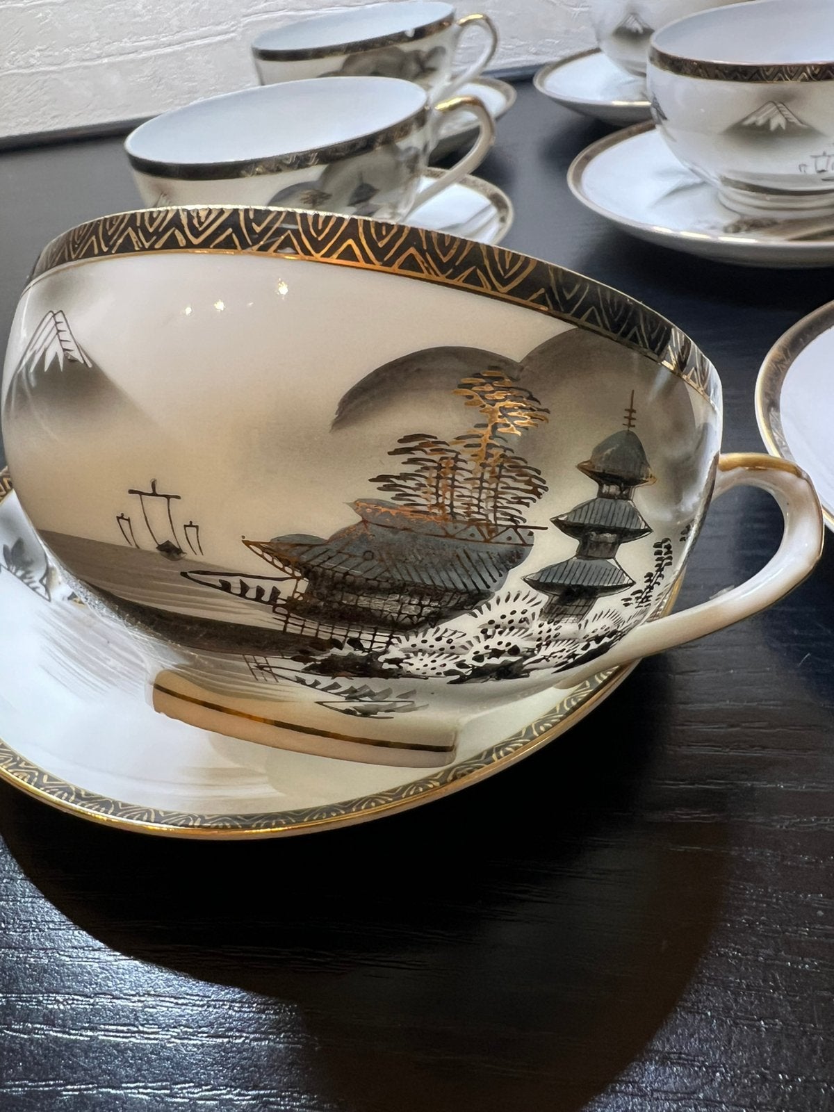 Antiek Japans Eierschaal Porselein Theeservies + Geisha, Antiek en Kunst, Ophalen