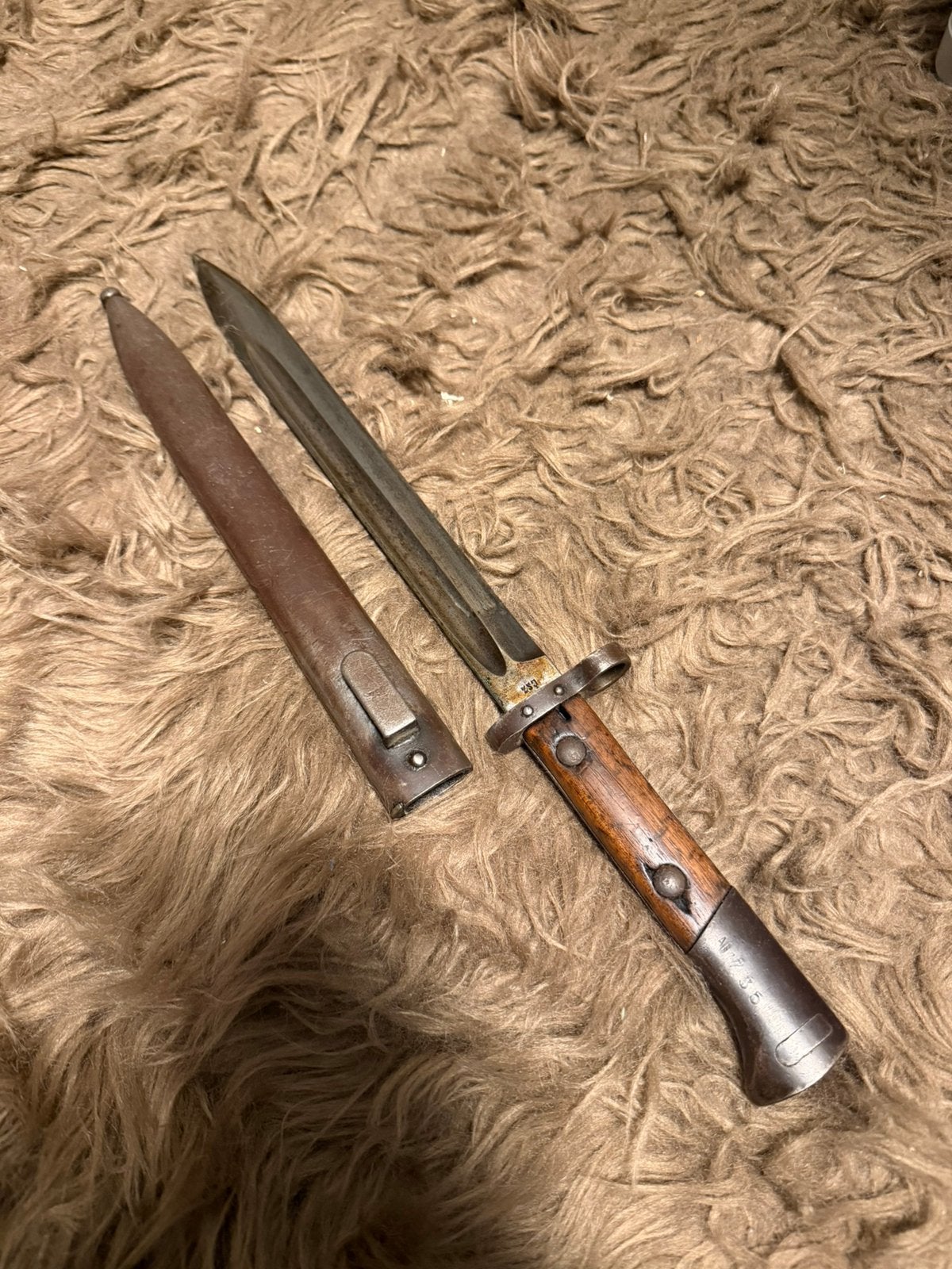 Antieke bajonet en originele schede Lee-Enfield Pattern 1907, Ophalen of Verzenden, Mes of Dolk
