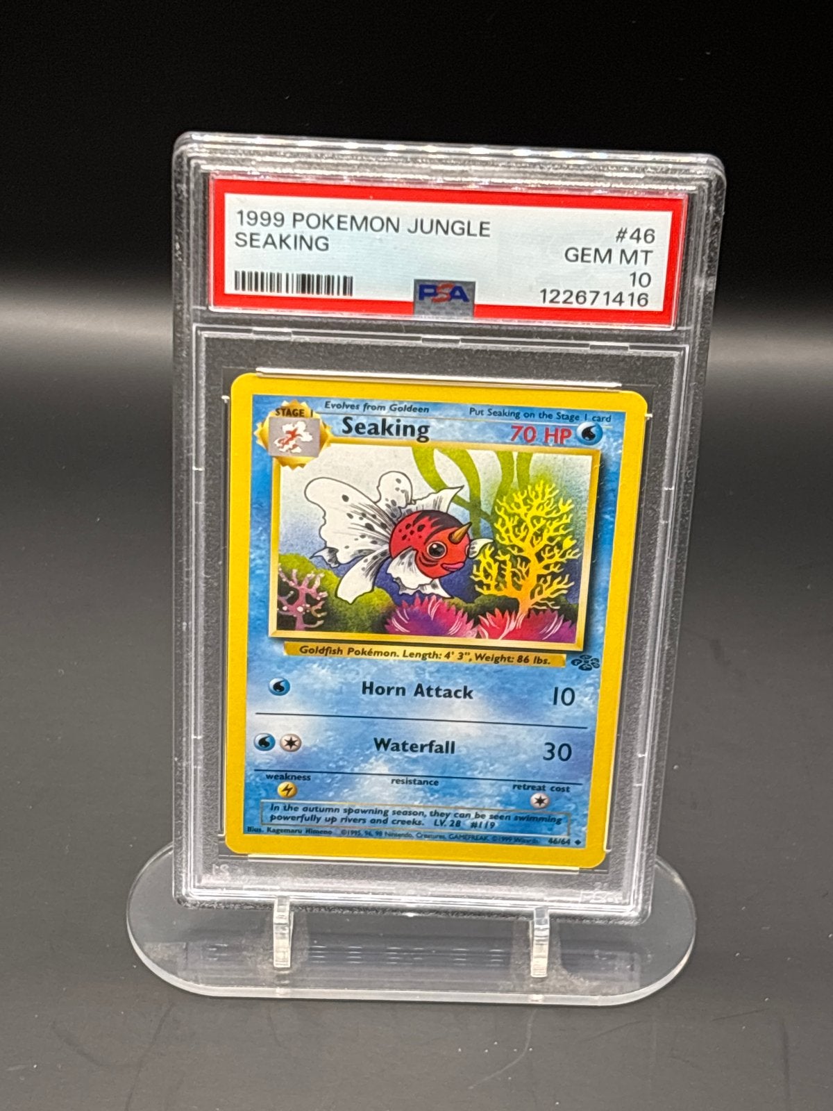1999 Pokémon Jungle Seaking #46 PSA 10 GEM MT, Ophalen of Verzenden, Zo goed als nieuw, Losse kaart
