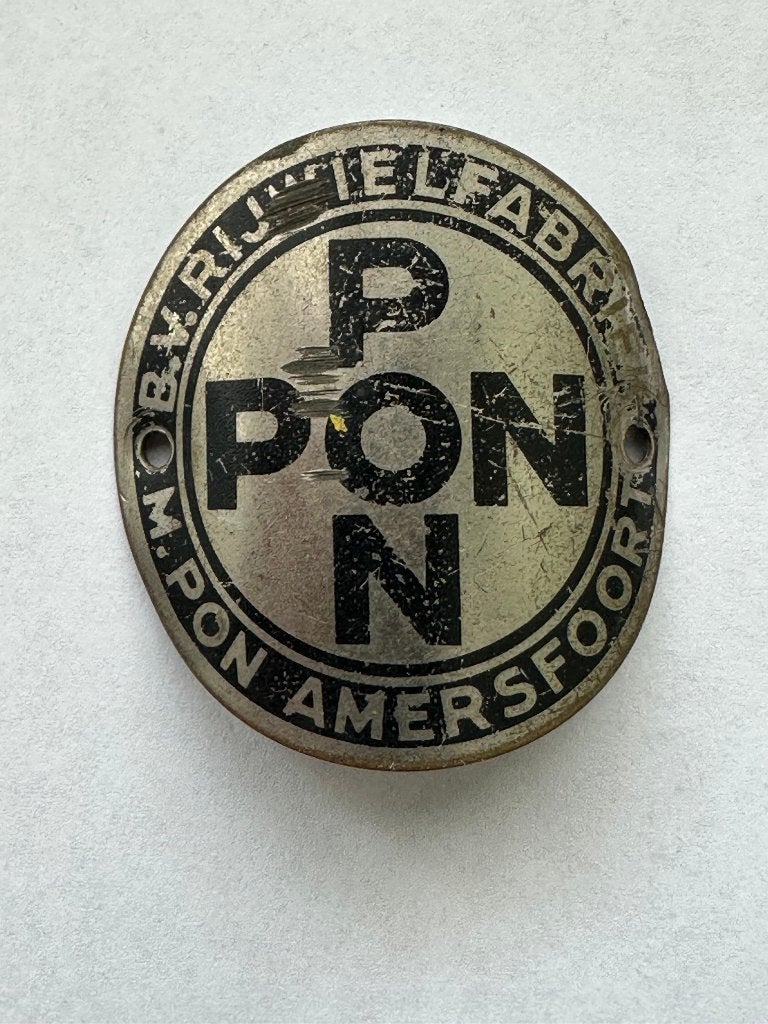 Oud Pon Amersfoort balhoofdplaatje. Balhoofd plaatje., Gebruikt, Pon, Overige typen, Ophalen of Verzenden