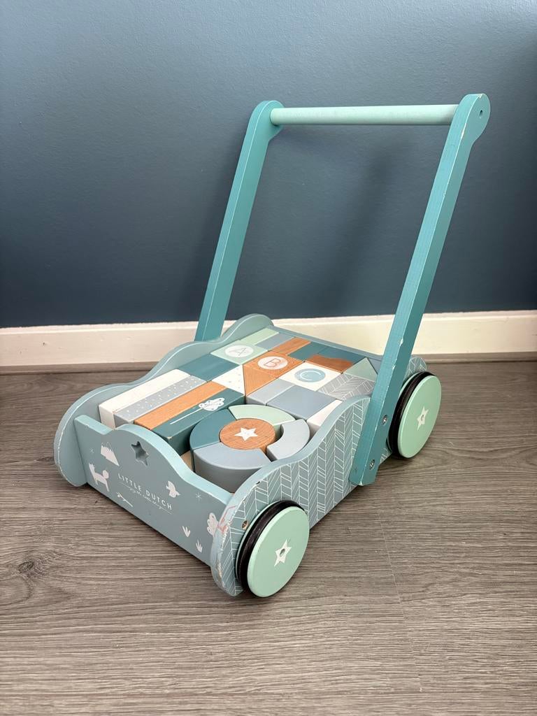 Little Dutch Houten Loopwagen met Blokken, Kinderen en Baby's, Speelgoed | Houten speelgoed, Ophalen of Verzenden, Zo goed als nieuw