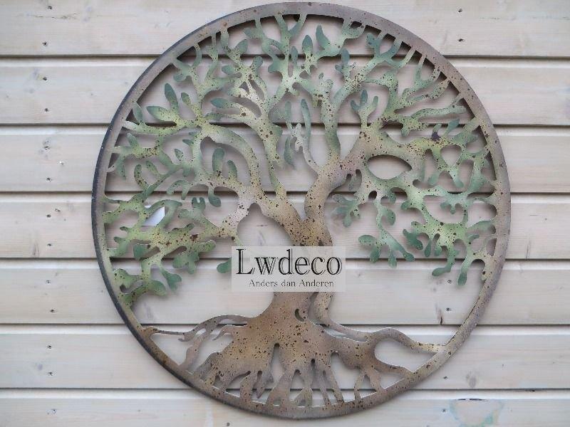 Nieuw super mooie grote metalen levensboom ø80cm, Metaal, Wandhanger, 80 cm, Nieuw
