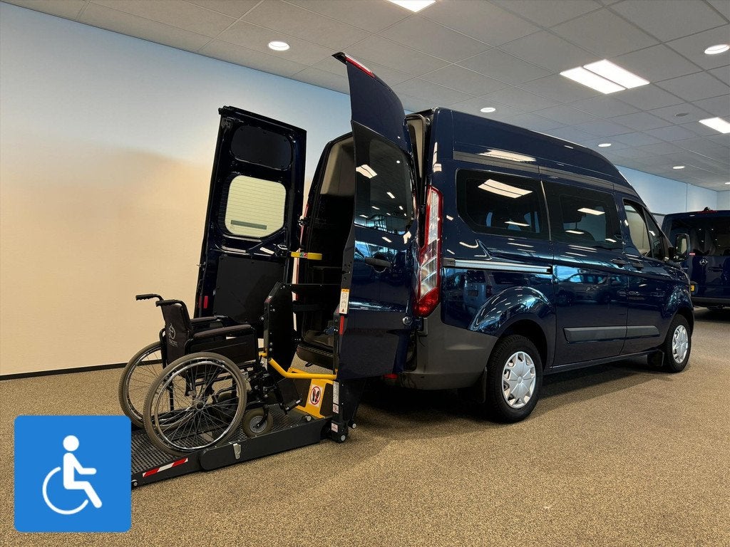 Ford Transit Custom L1H2 Rolstoelbus, Auto's, 12 maanden, 4 cilinders, Blauw, 2306 kg