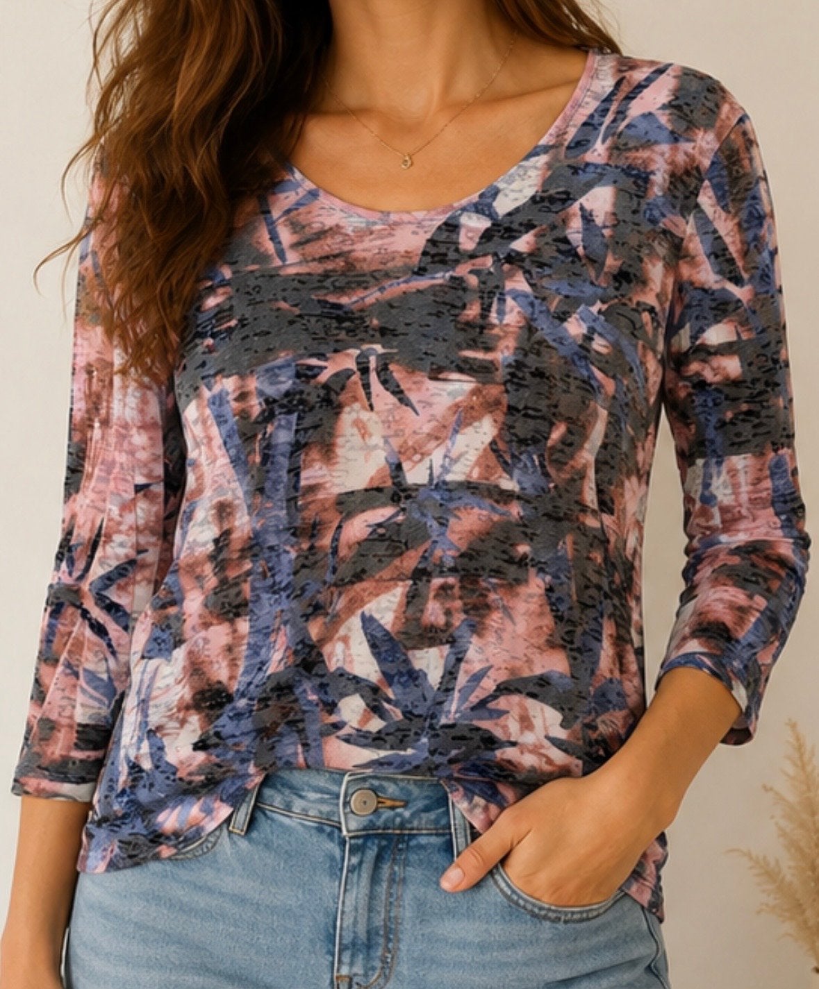Gerry Weber Casual Top met 3/4 mouwen en print, Maat 42/44 (L), Ophalen of Verzenden, Lange mouw, Roze