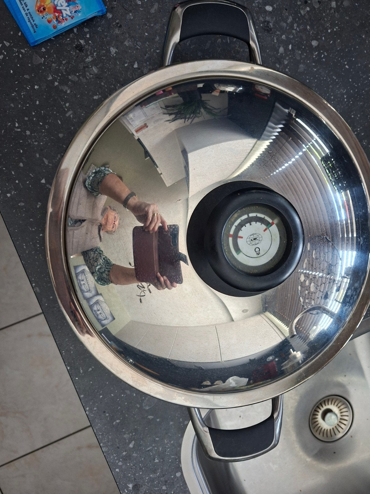 AMC Wokpan 30cm geschikt voor inductie, Ophalen, Rvs, Met deksel, AMC