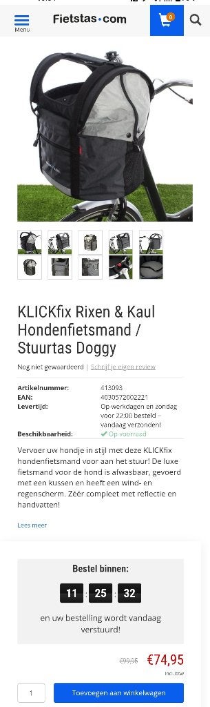 Hondenfietsmand, Ophalen, Zo goed als nieuw