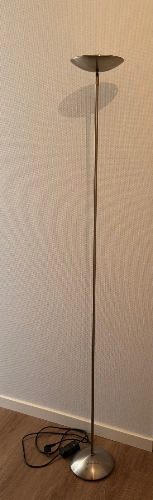 Jan des Bouvrie uplighter vloerlamp rvs met dimmer, Ophalen, Gebruikt, 150 tot 200 cm
