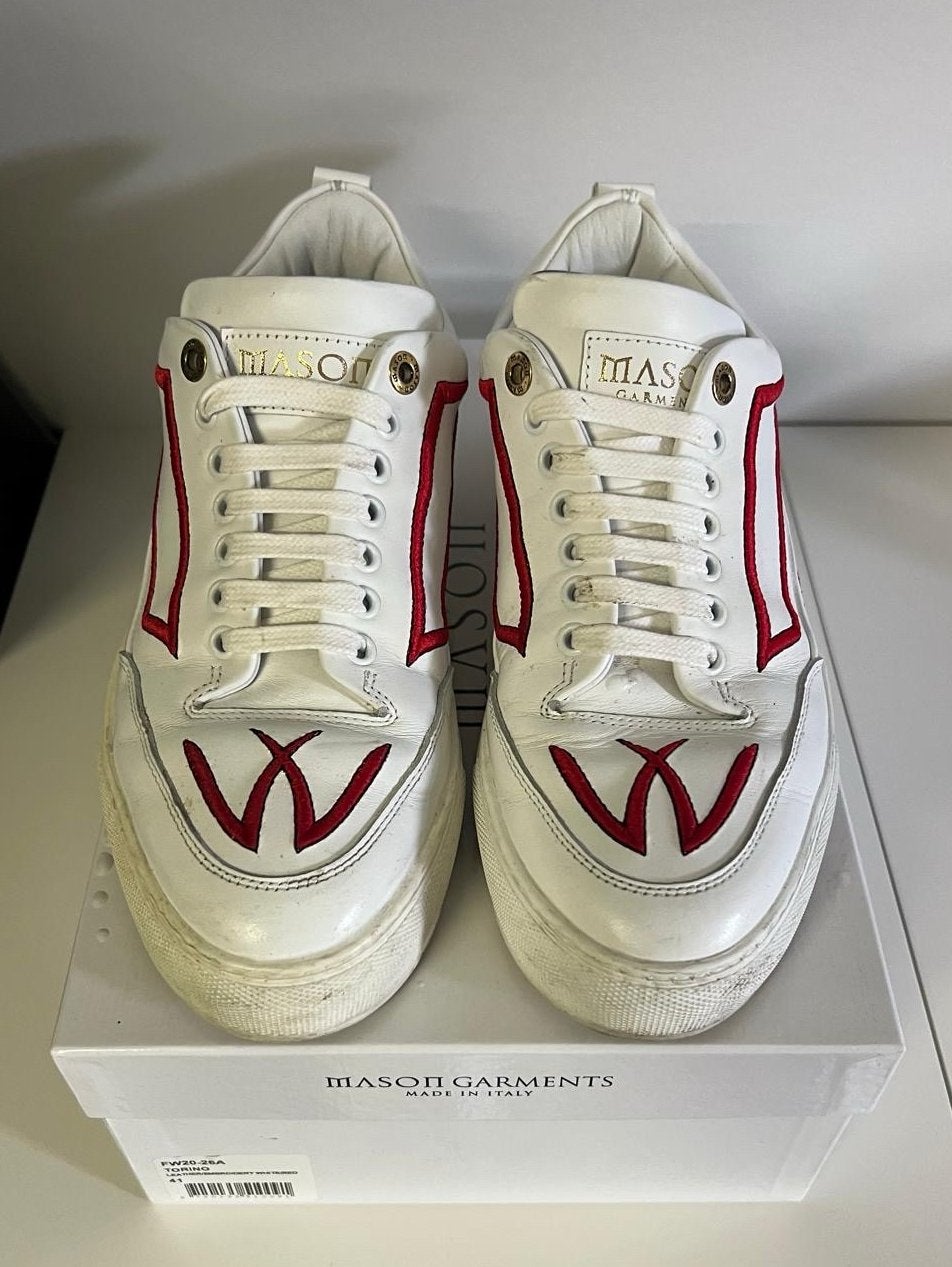 Mason Garments Torino Sneakers - Wit/Rood - Maat 41, Ophalen, Wit, Sneakers of Gympen, Gedragen