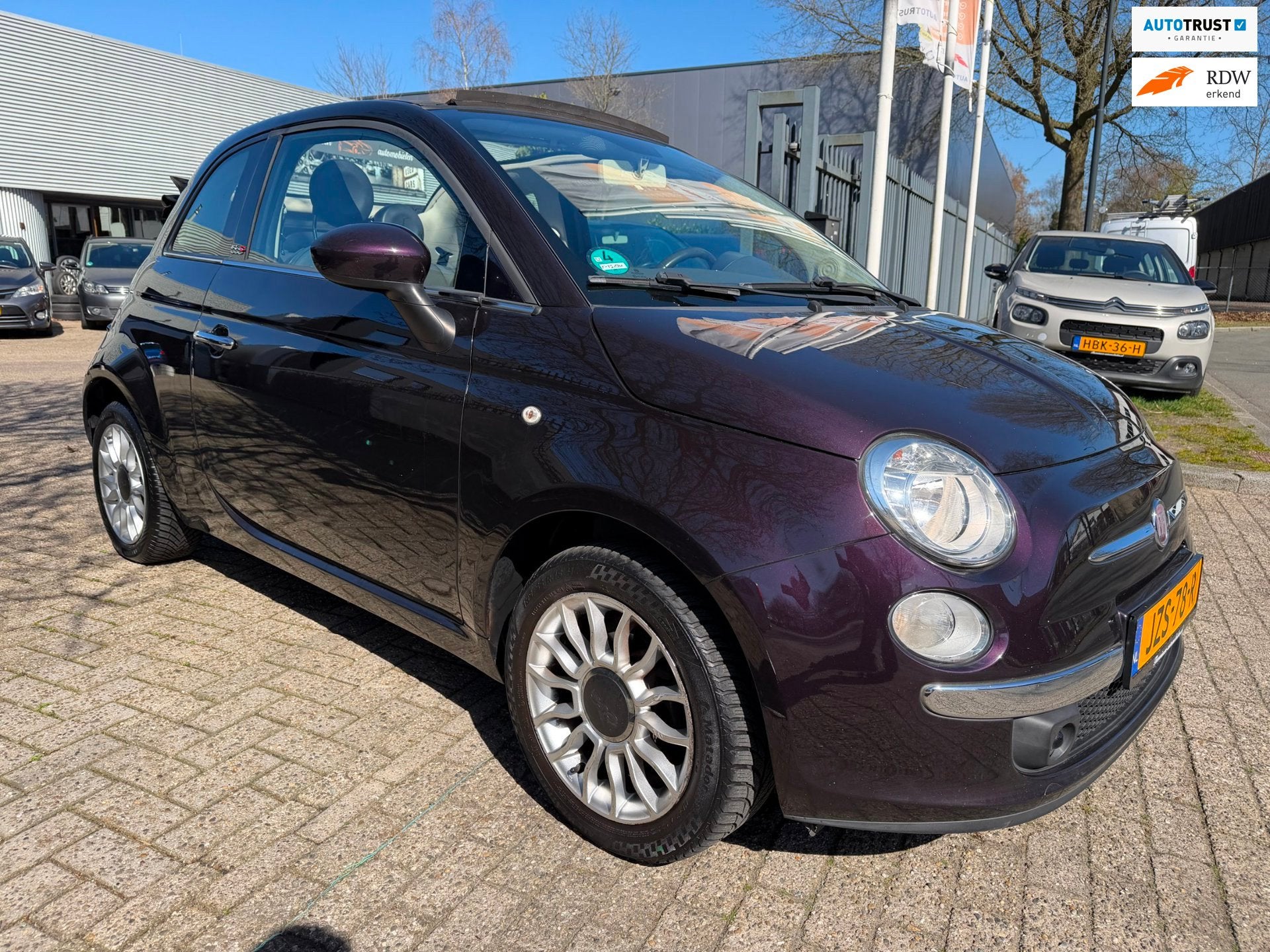 Fiat 500 C 1.2 Lounge automaat cabriolet, 1e eigenaar 89.000, Auto's, Fiat, Stof, Gebruikt, Bedrijf, Parkeersensor