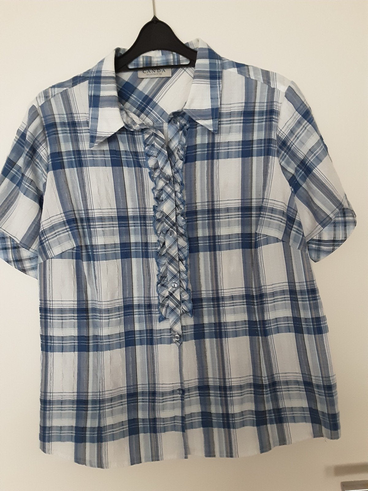 Mooie geruite blouse van Canda maat 48/50, Blauw, Blouse of Tuniek, Ophalen of Verzenden, Zo goed als nieuw