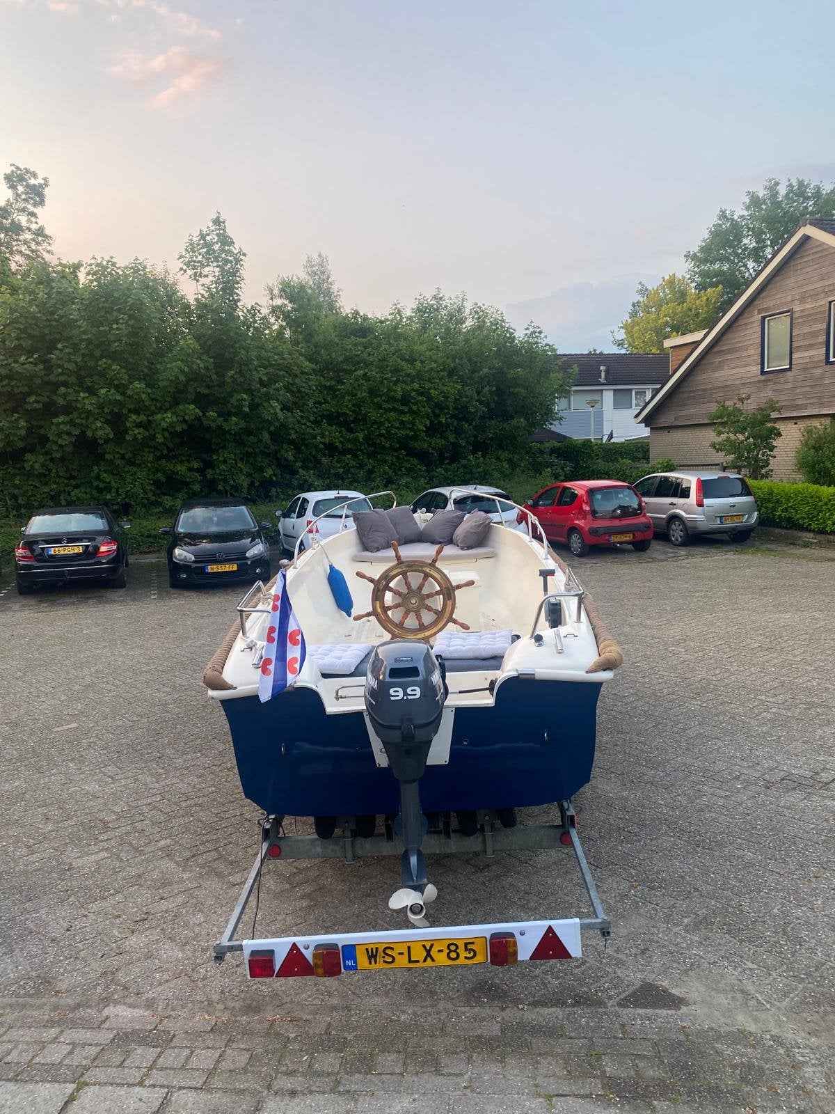 Seafinder 550 console, Yamaha 9.9, Damco ger. kant. trailer, Watersport en Boten, Sloepen, Ophalen, Gebruikt, Buitenboordmotor